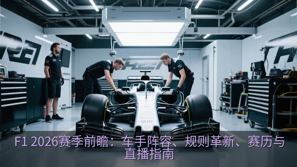 赛车技师在车库内准备单座赛车